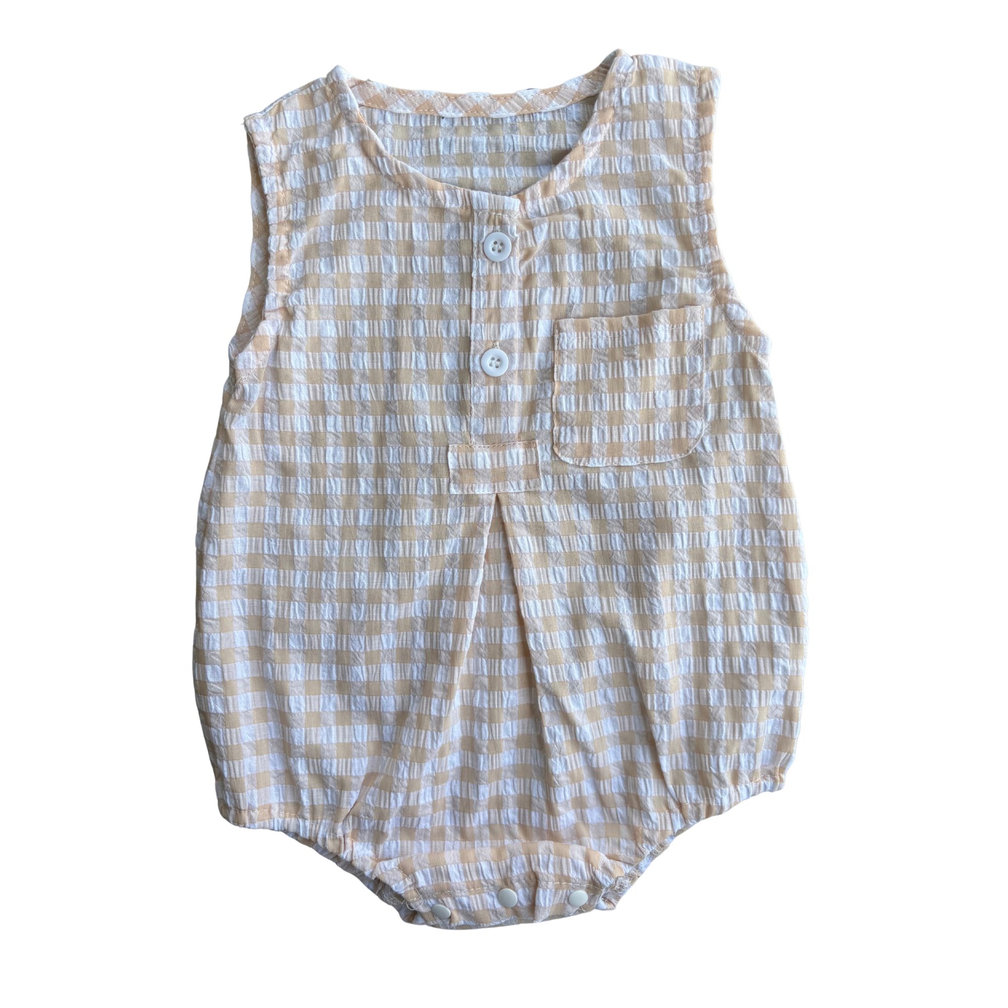 Peach Checkered Bubble Romper