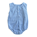 Blue Checkered Bubble Romper