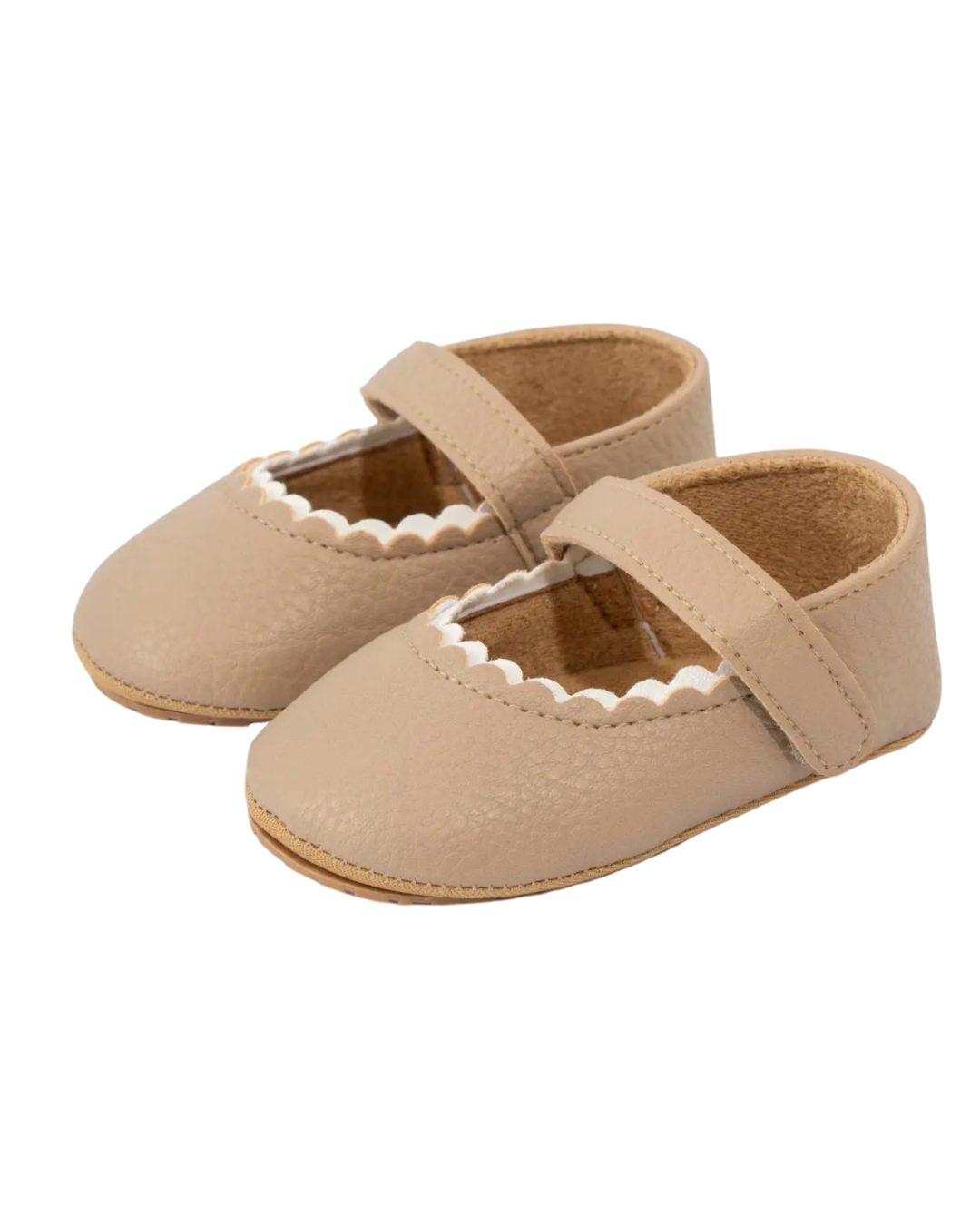 Tan Scalloped Flats