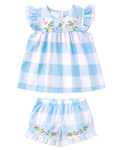 Blue Checkered Floral 2 Piece Set