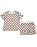 Brown Checkered 2 Piece Set