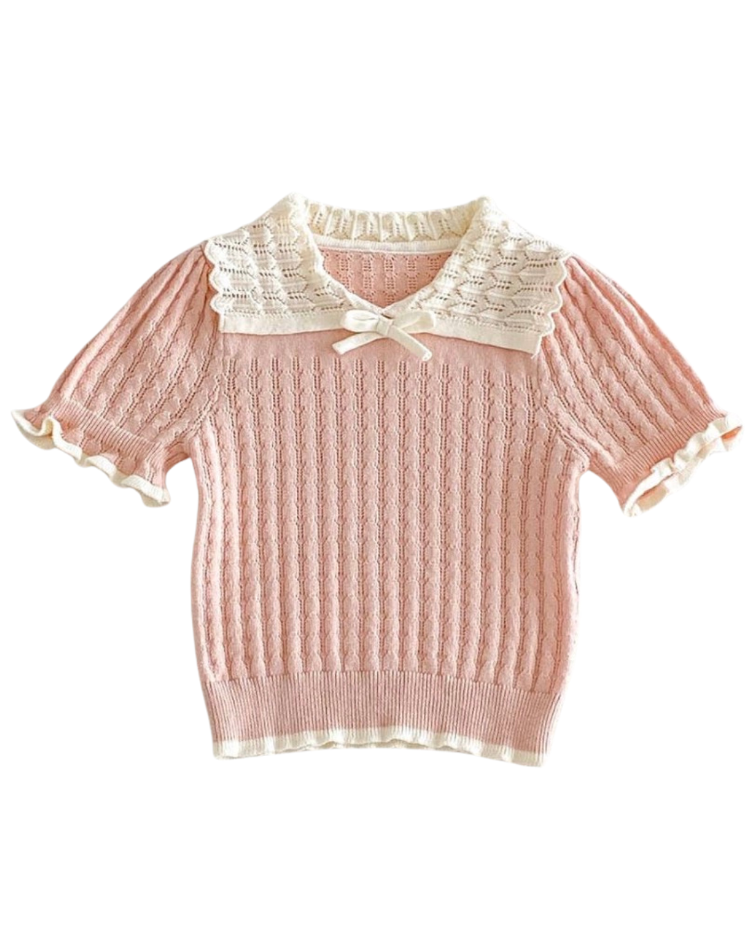 Pink Knitted Collar Top